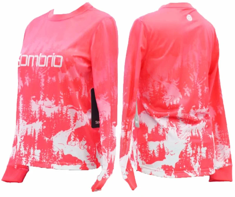 Long-Sleeve-Blue-Sombrio Cascadia Long Sleeve MTB Jersey - Womens - Siren Red