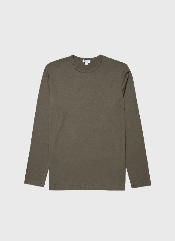 T-Shirt-Slogan-Men's Long Sleeve Classic T-shirt in Khaki