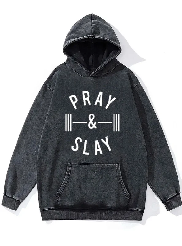 Hoodie-Retro-pray and slay Washed Gym Hoodie