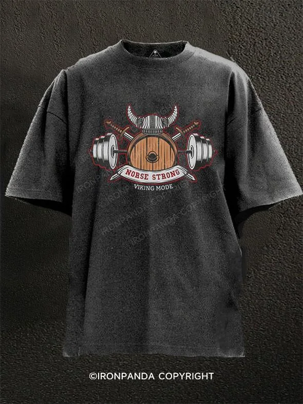 T-Shirt-Performance-Norse Strong Viking Mode Washed Gym Shirt