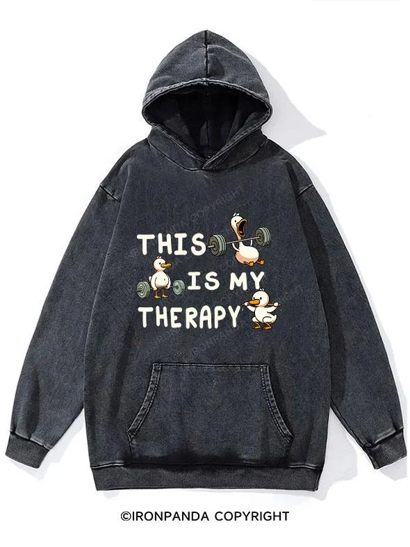 Hoodie-Oversized-this is my therapy duck Washed Gym Hoodie