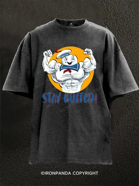 T-Shirt-Funny-Stay Buffed! Washed Gym Shirt