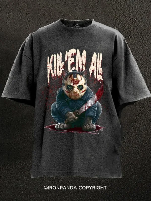 T-Shirt-Orange-Kill'em All Washed Gym Shirt