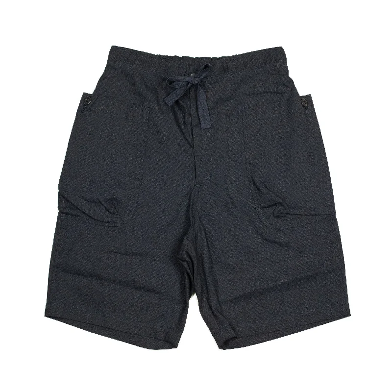 Shorts-Athletic-Pouch pocket easy shorts in navy striped linen mix