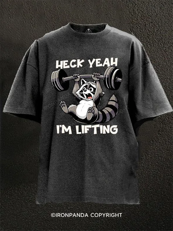 T-Shirt-Regular-Fit-Heck yeah, I'm lifting Washed Gym Shirt