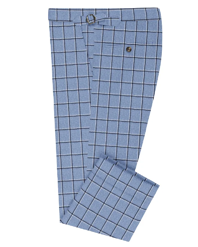 Pants-Performance-Dugdale Light Blue Windowpane Tweed