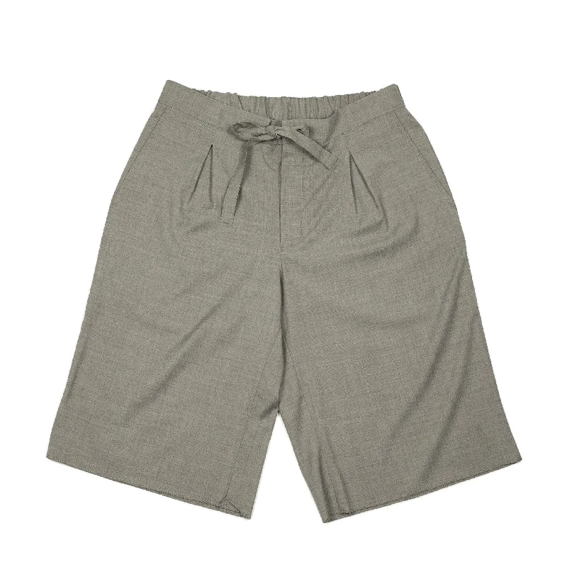 Shorts-Hemp-x No Man Walks Alone: Easy shorts in deadstock taupe high twist wool