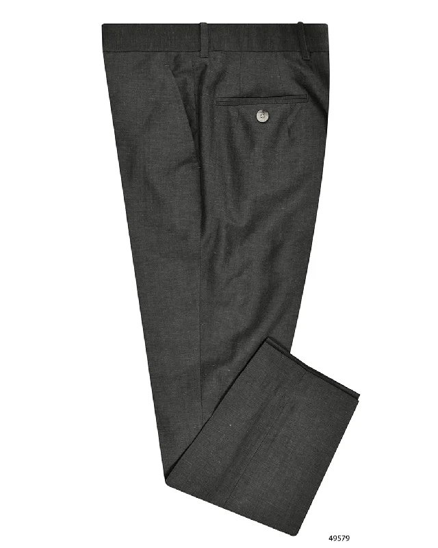 Pants-Cozy-Vitale Barberis Canonico -  Dark Grey Wool Linen Dress Pant