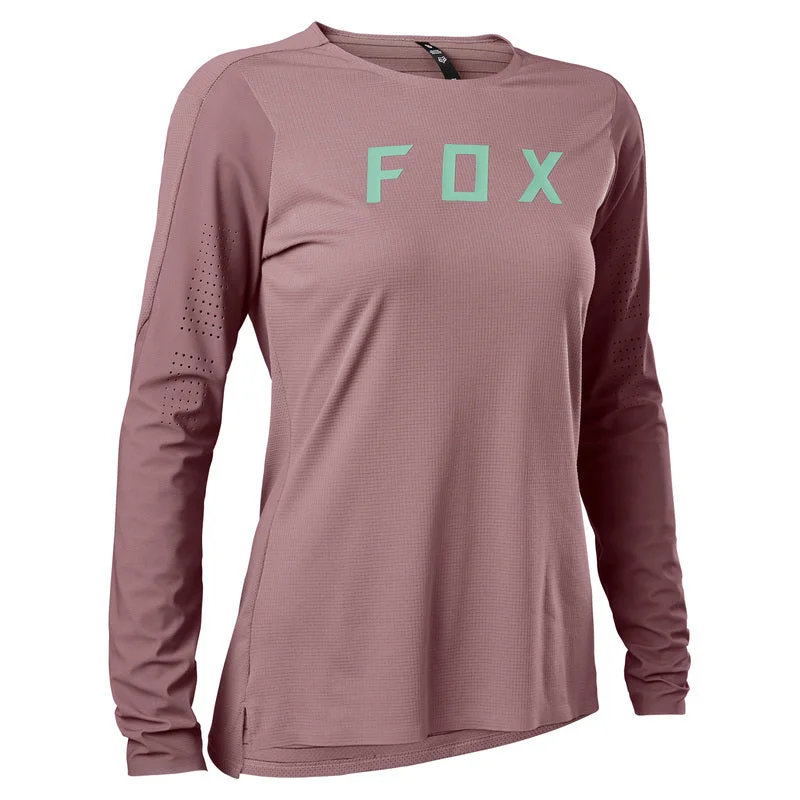 Long-Sleeve-Embroidered-Fox Racing Flexair Pro Long Sleeve MTB Jersey - Womens - Plum Perfect