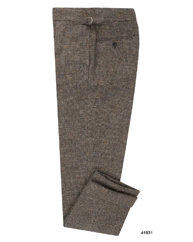 Pants-Classic-Molloy Plain Donegal Tweed Pants - Taupe