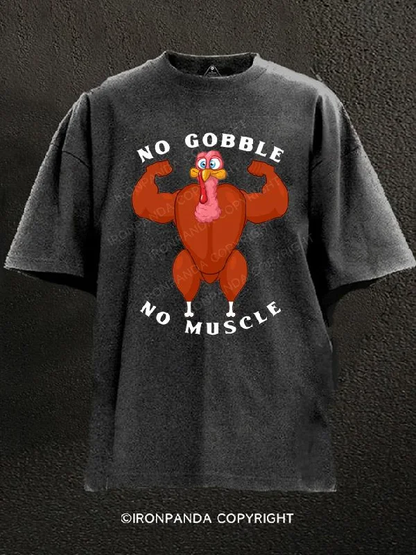 T-Shirt-Long-Sleeve-No Gobble No Muscle Washed Gym Shirt