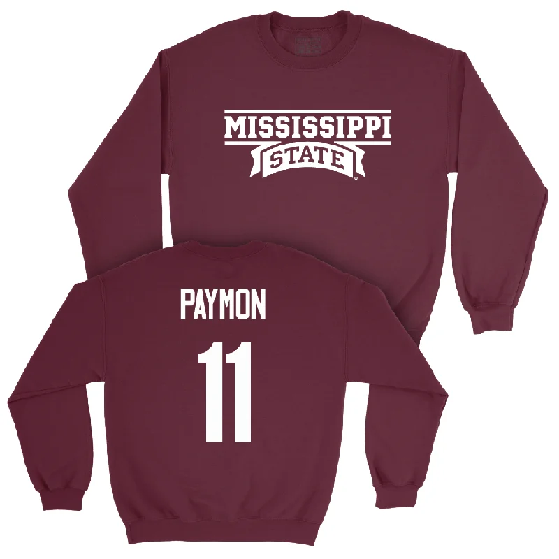 Long-Sleeve-Mock-Neck-Maroon Men's Basketball Team Crew  - EJ Paymon