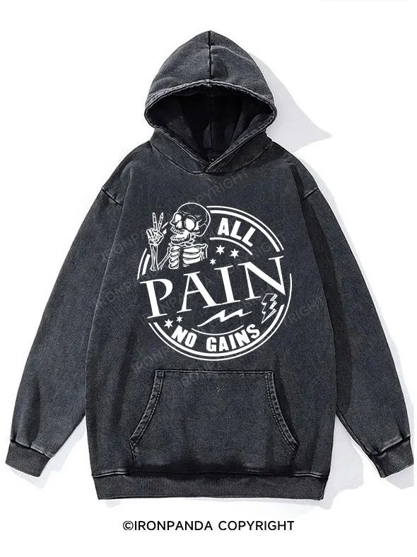 Hoodie-Surfing-All Pain No Gains Washed Gym Hoodie