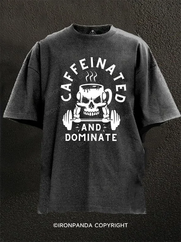 T-Shirt-Red-caffeinated and dominate Washed Gym Shirt