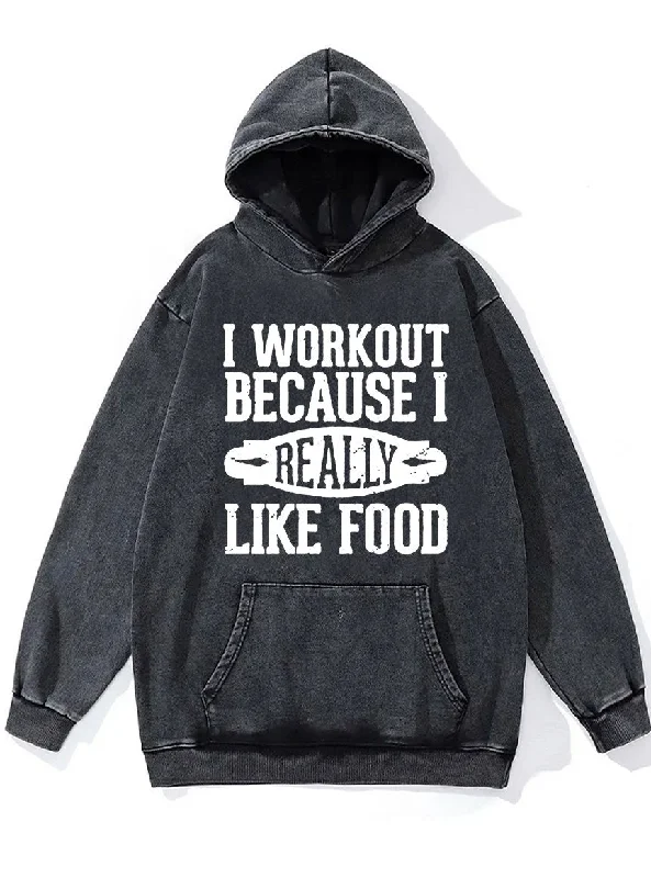 Hoodie-Brown-I WORKOUT BECAUSE I LIKE FOOD Washed Gym Hoodie