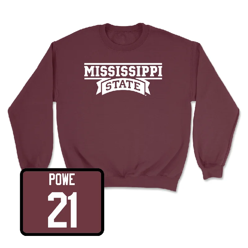 Long-Sleeve-Premium-Maroon Women's Basketball Team Crew - Debreasha Powe