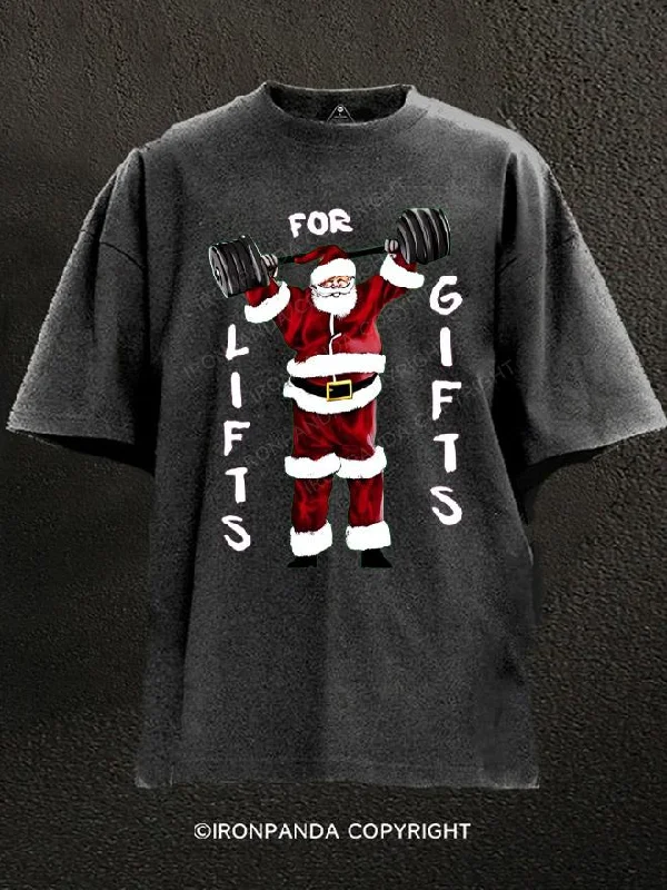 T-Shirt-Winter-Santa Lifting Weights Washed Gym Shirt