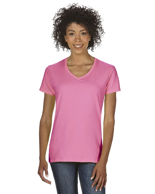 T-Shirt-Orange-Gildan G500VL Ladies' Heavy Cotton V-Neck T-Shirt