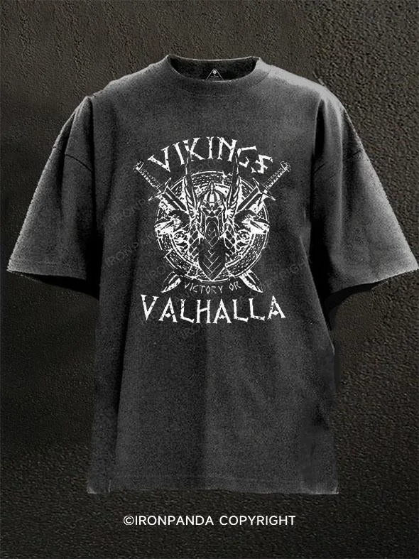 T-Shirt-Retro-Victory Or Valhalla Washed Gym Shirt