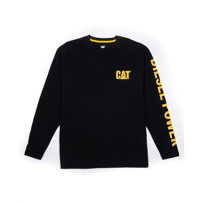 Long-Sleeve-Checked-CAT Men's Diesel Powered Graphic Long Sleeve T-Shirt