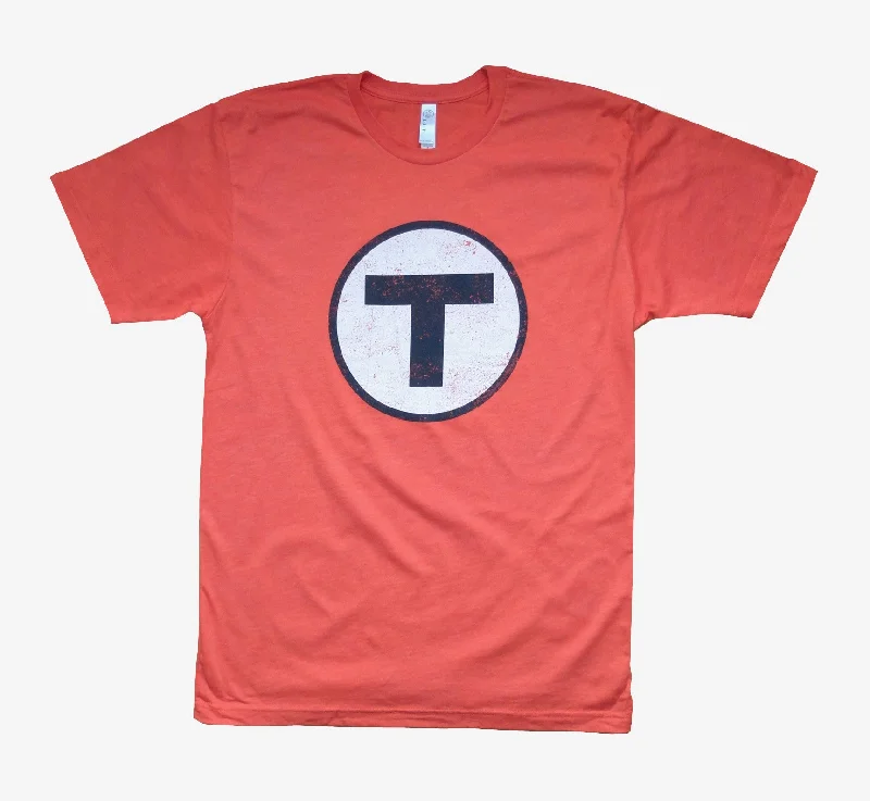 T-Shirt-Soft-Boston MBTA T Logo Orange T-Shirt (ADULT)