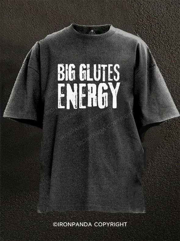 T-Shirt-Orange-BIG GLUTES ENERGY Washed Gym Shirt