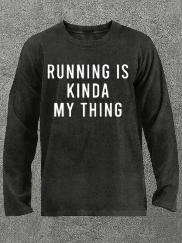 Long-Sleeve-Tactical-Running is kinda my thing Washed Gym Long Sleeve Shirt