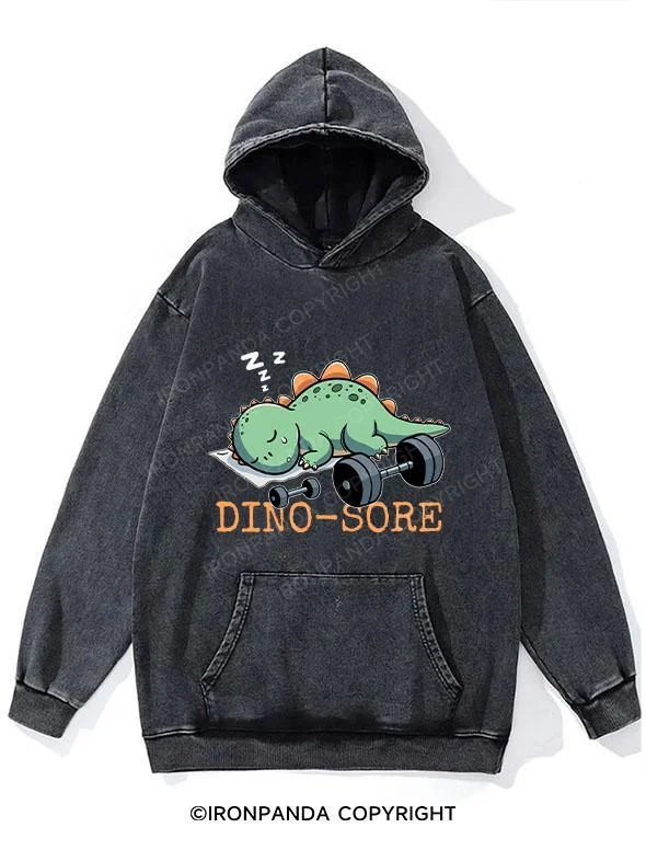 Hoodie-Running-Dino-Sore Washed Gym Hoodie