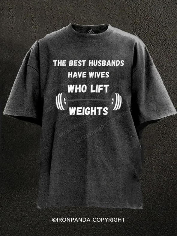 T-Shirt-Pink-The Best Husbands Have Wives Who Lift Weights Washed Gym Shirt