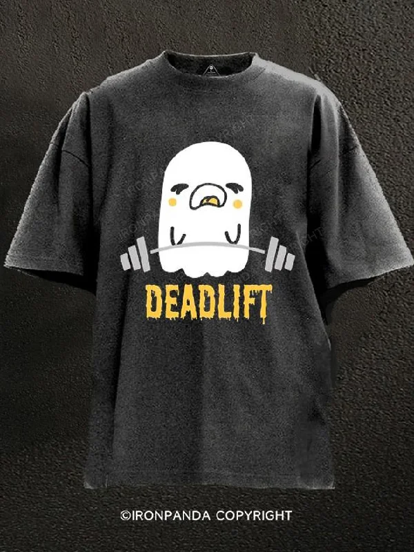 T-Shirt-Short-Sleeve-deadlift ghost Washed Gym Shirt