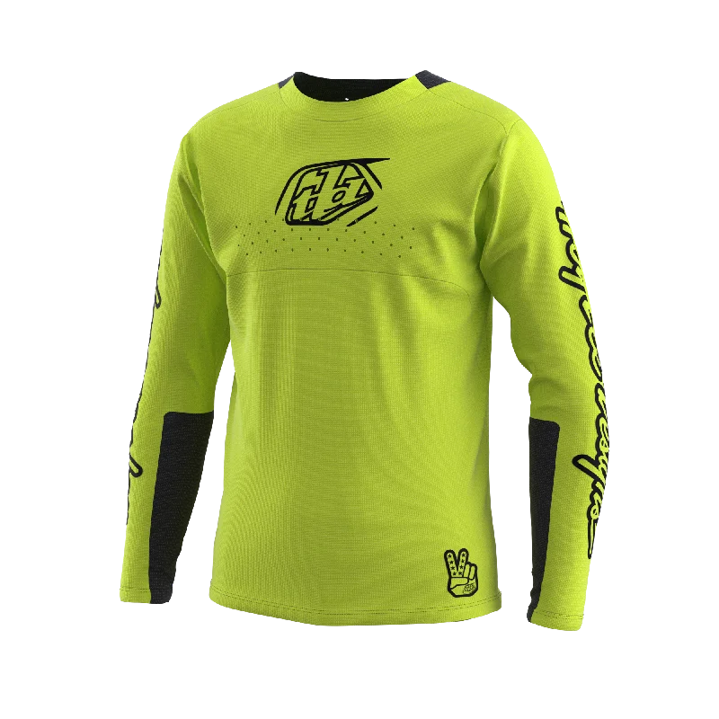 Long-Sleeve-Cropped-Troy Lee Designs Sprint Long Sleeve MTB Jersey - Icon - Youth - Flo Yellow - 2023