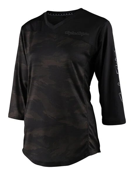 Long-Sleeve-Rugged-Troy Lee Designs Mischief 3/4 Sleeve MTB Jersey - Womens - Brushed Camo - Army