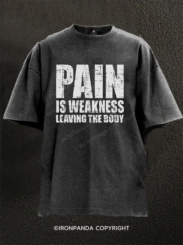 T-Shirt-Red-PAIN IS WEAKNESS LEAVING THE BODY Washed Gym Shirt