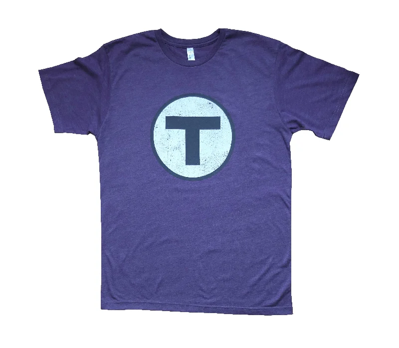 T-Shirt-Muscle-Boston MBTA T Logo Purple T-Shirt (ADULT)