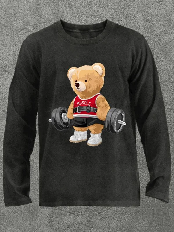 Long-Sleeve-Training-exercise bear Washed Gym Long Sleeve Shirt