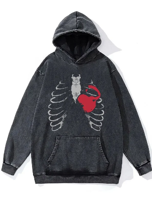 Hoodie-Rugged-HEARTBEAT Washed Gym Hoodie