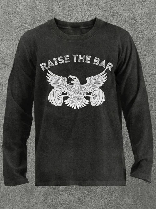 Long-Sleeve-Mock-Neck-raise the bar eagle Washed Gym Long Sleeve Shirt