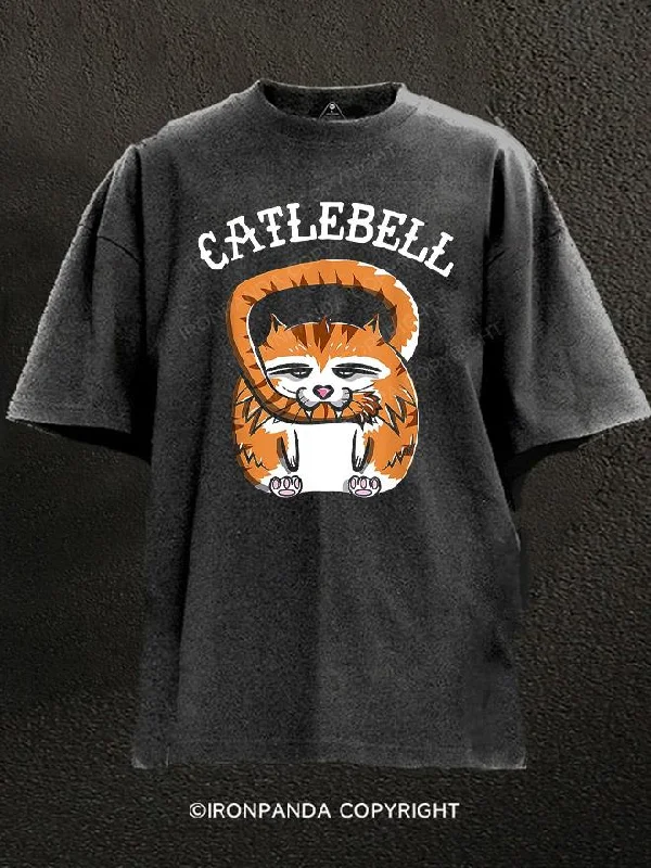 T-Shirt-Raglan-Catlebell Kettlebell Cat Washed Gym Shirt