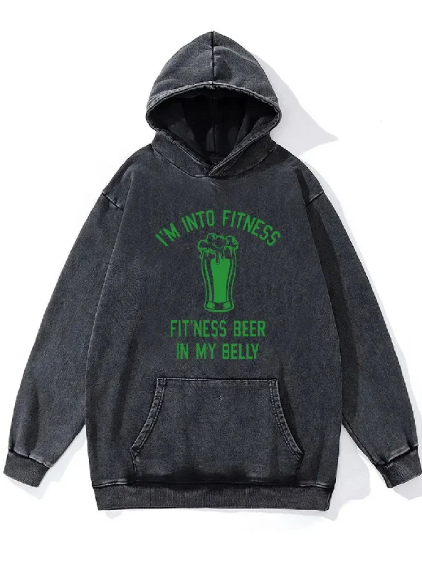 Hoodie-Designer-FITNESS BEER IN MY BELLY Washed Gym Hoodie