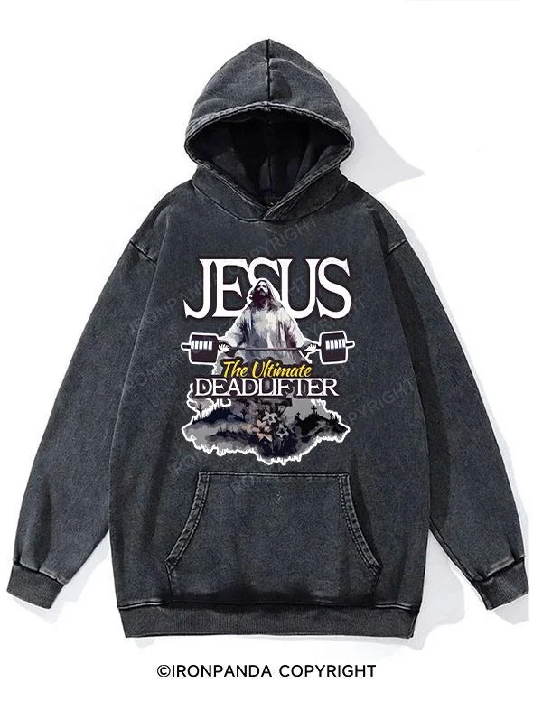 Hoodie-Cropped-Jesus The Ultimate Deadlifter Washed Gym Hoodie