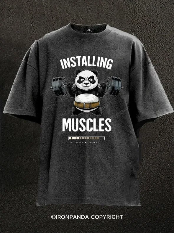 T-Shirt-Hemp-INSTALLING MUSCLES PANDA Washed Gym Shirt