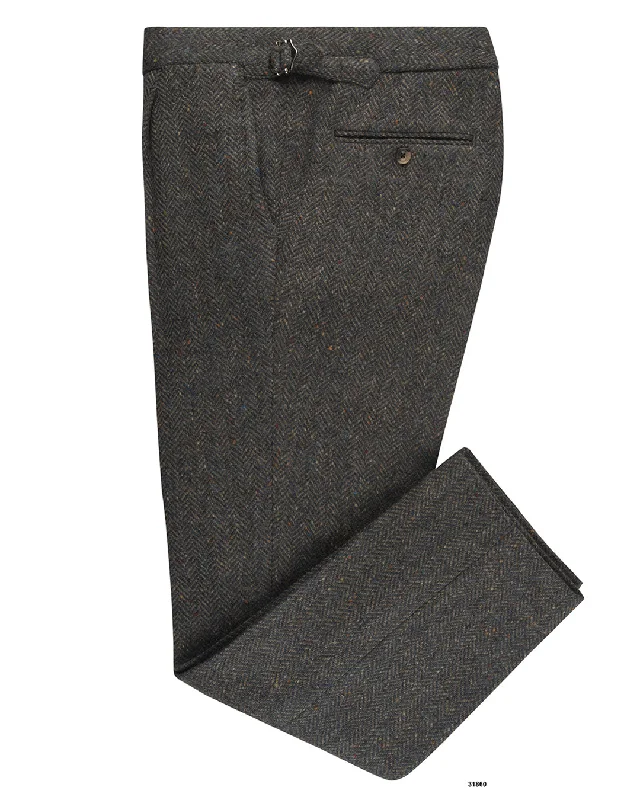 Pants-Bamboo-Molloy Herringbone Donegal Tweed Pants - Indigo