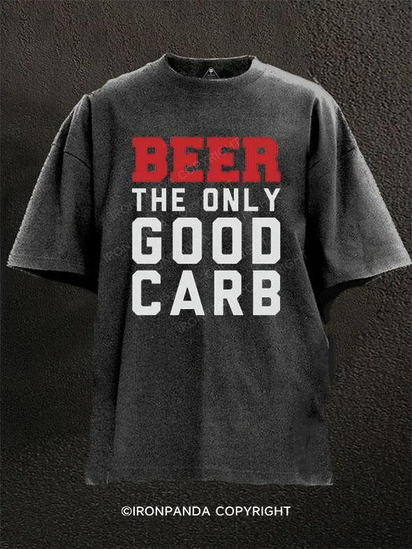 T-Shirt-Screen-Print-Beer: The Only Good Carb Washed Gym Shirt