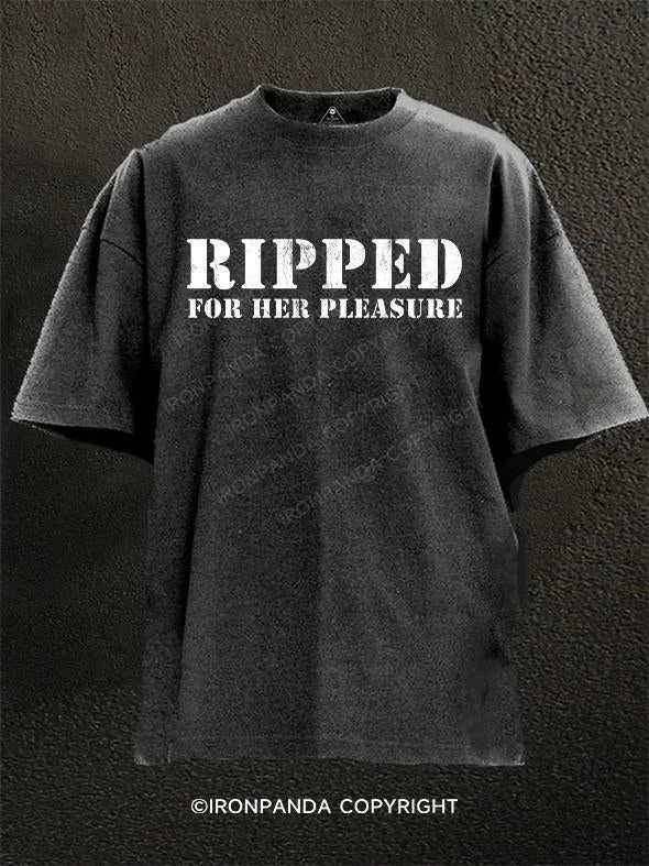 T-Shirt-90s-Style-Ripped For Her Pleasure Washed Gym Shirt