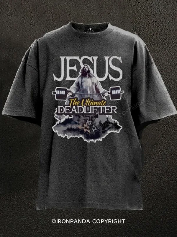 T-Shirt-Muscle-Jesus The Ultimate Deadlifter Washed Gym Shirt