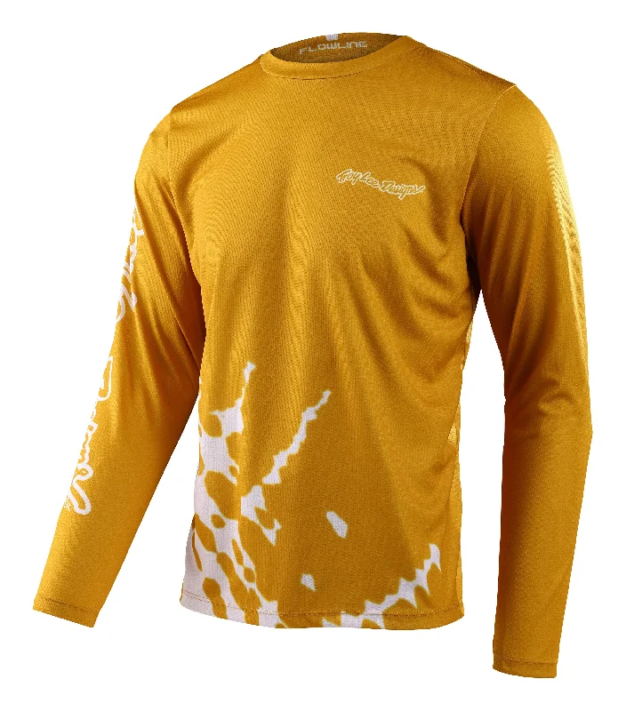 Long-Sleeve-Basketball-Troy Lee Designs Flowline Long Sleeve MTB Jersey - Big Spin - Gold Flake - 2023