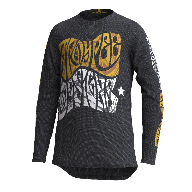 Long-Sleeve-Durable-Troy Lee Designs Flowline Long Sleeve MTB Jersey - Tripper - Youth - Black - 2023