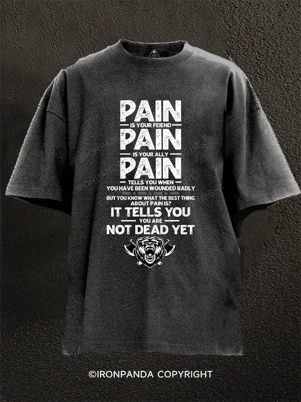 T-Shirt-90s-Style-PAIN IS YOUR...Washed Gym Shirt