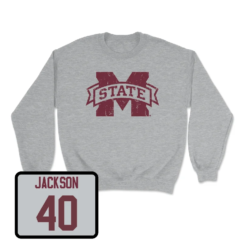 Long-Sleeve-V-Neck-Sport Grey Men's Basketball Classic Crew  - Trey Jackson