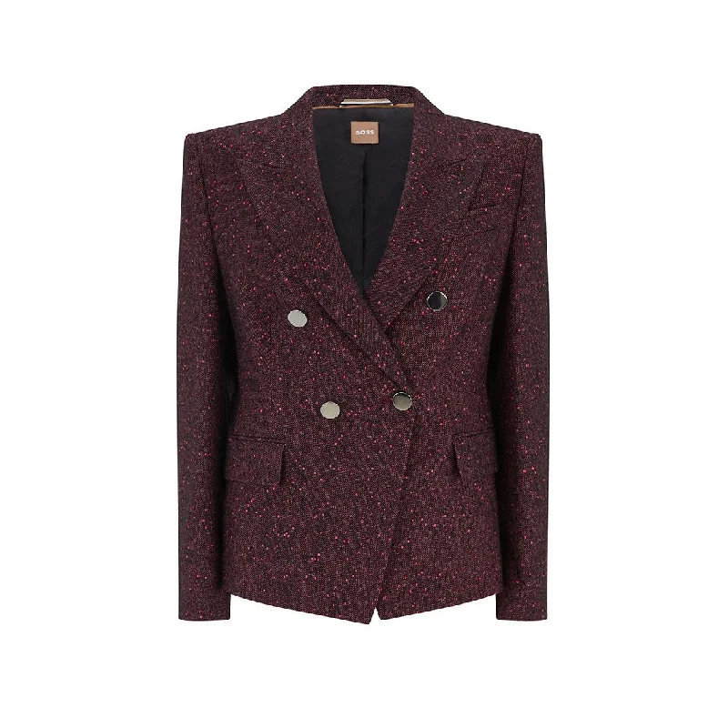 Jacket-Family-Matching-Hugo Boss Jocanah Tailored Db Jacket Aubergine